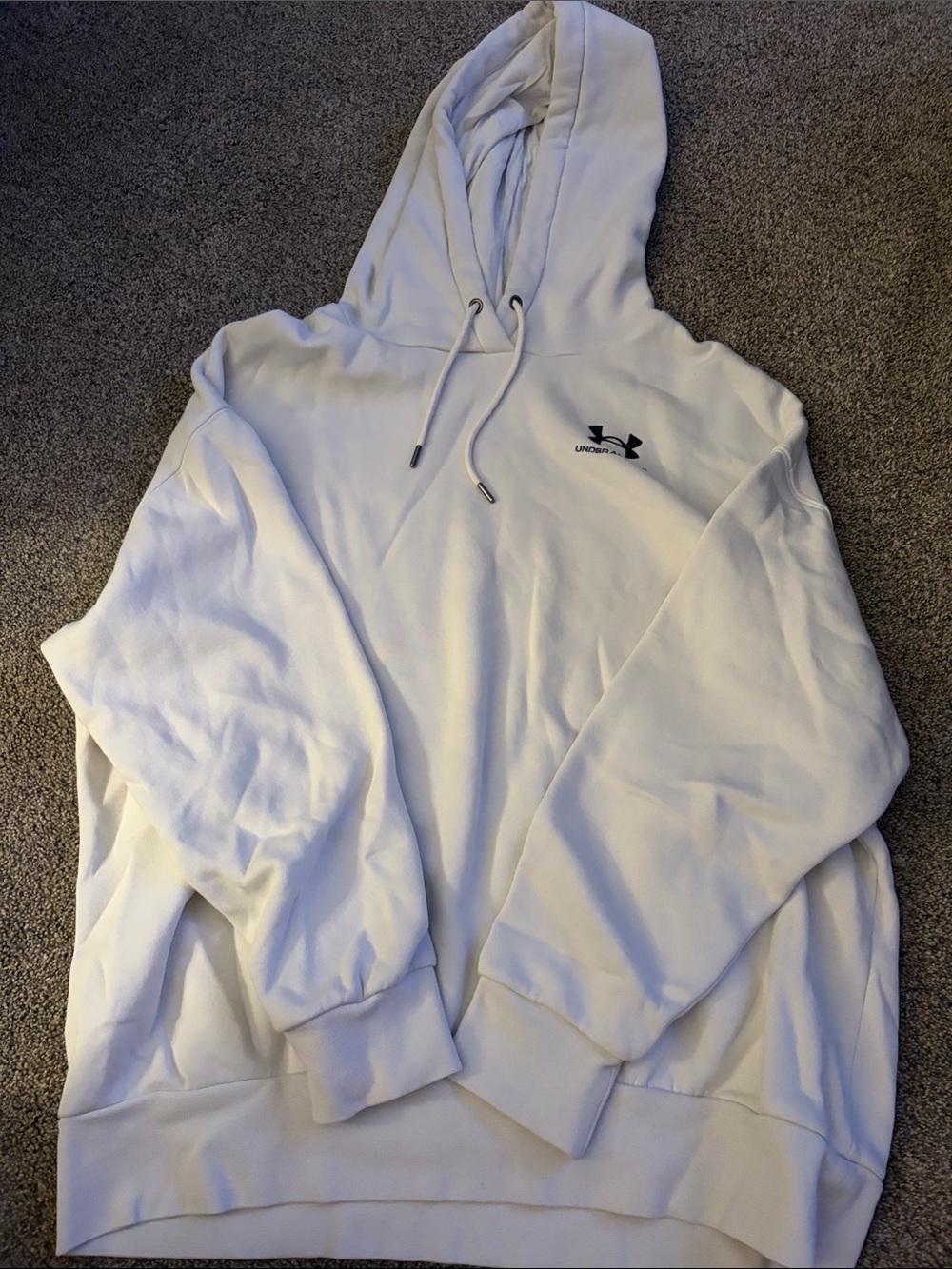 Under Armour White Hoodie with Small Black Logo